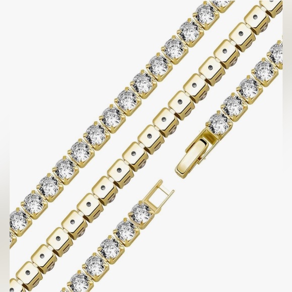 📍SUPER SALE📍 14K GOLD PLATED Diamond Tennis Choker Necklace - Picture 5 of 6